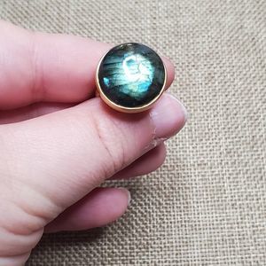 Banana Republic Matte Gold with Bluish Green Stone Size 7